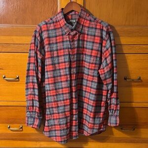 Orvis Men's Plaid Button-Down Shirt in Red and Gray Flannel. XL.